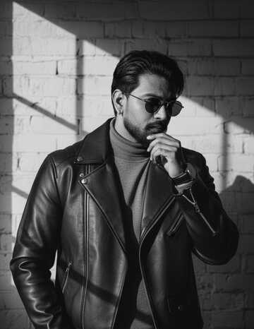 Leather jacket pose